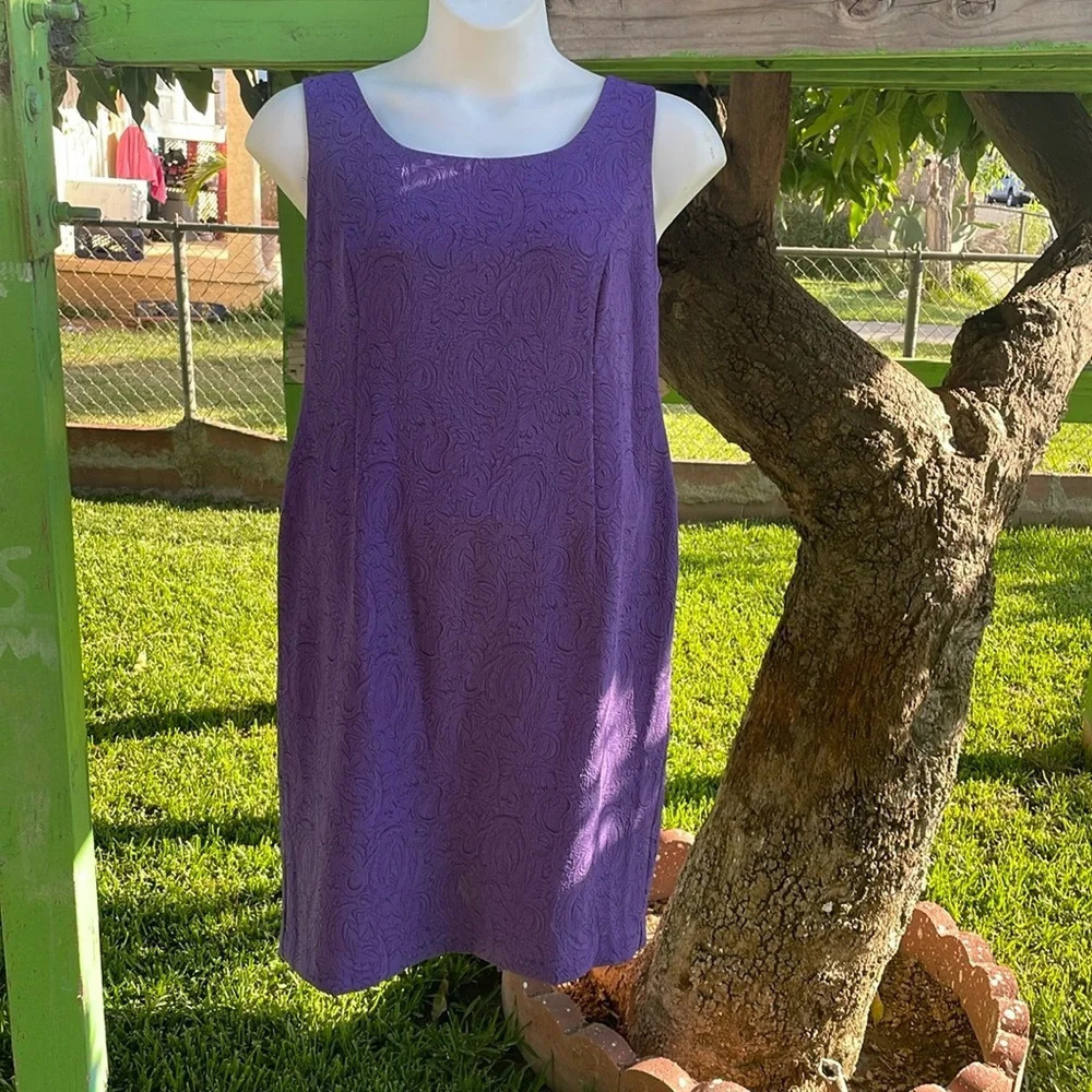 Danny & Nicole purple tank sheath dress floral pattern plus size 14